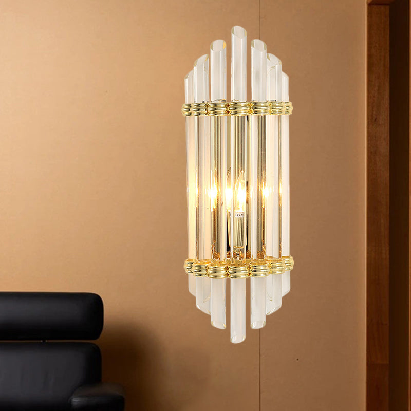 Arced Crystal Tube Wall Mount Lighting Modernist 2-Light Gold Wall Sconce Lamp Fixture Clearhalo 'Modern wall lights' 'Modern' 'Wall Lamps & Sconces' 'Wall Lights' Lighting' 1439996