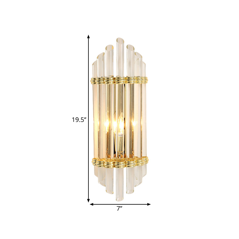 Arced Crystal Tube Wall Mount Lighting Modernist 2-Light Gold Wall Sconce Lamp Fixture Clearhalo 'Modern wall lights' 'Modern' 'Wall Lamps & Sconces' 'Wall Lights' Lighting' 1439998