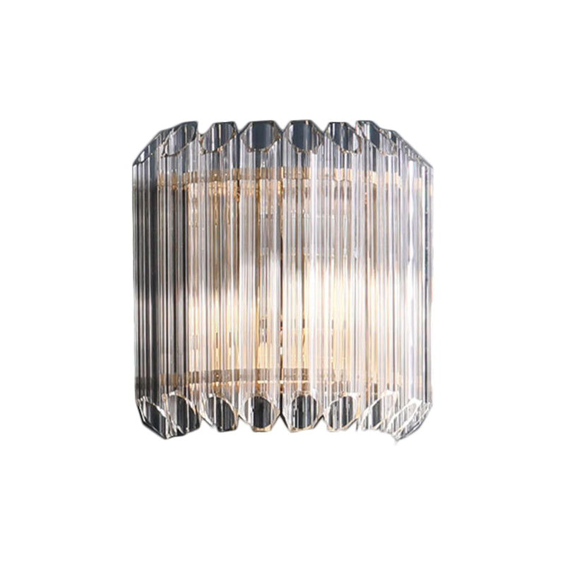 Half Drum Bedroom Wall Light Fixture Clear Crystal Tube 1 Light Simplicity Wall Sconce Lamp Clearhalo 'Modern wall lights' 'Modern' 'Wall Lamps & Sconces' 'Wall Lights' Lighting' 1440017