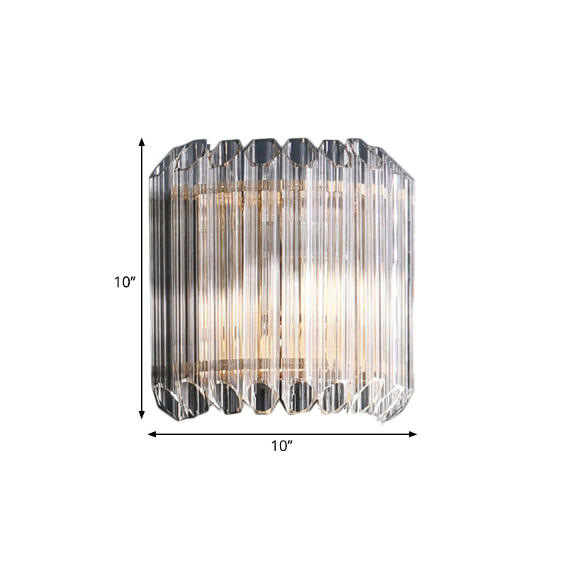 Half Drum Bedroom Wall Light Fixture Clear Crystal Tube 1 Light Simplicity Wall Sconce Lamp Clearhalo 'Modern wall lights' 'Modern' 'Wall Lamps & Sconces' 'Wall Lights' Lighting' 1440018