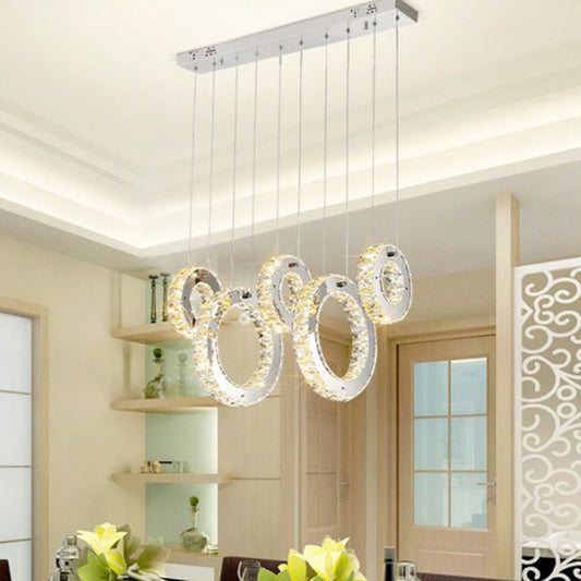 Hoop Crystal Multi Pendant Light Minimalist LED Chrome Hanging Ceiling Lamp in White/Warm Light Chrome Warm Clearhalo 'Ceiling Lights' 'Modern Pendants' 'Modern' 'Pendant Lights' 'Pendants' Lighting' 1440067