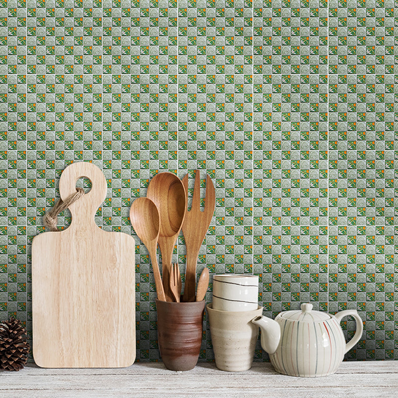 Stick On Mosaic Tiles Wallpaper Panel Set Green Contemporary Wall Art for Bathroom Clearhalo 'Wall Decor' 'Wallpaper' 1440141