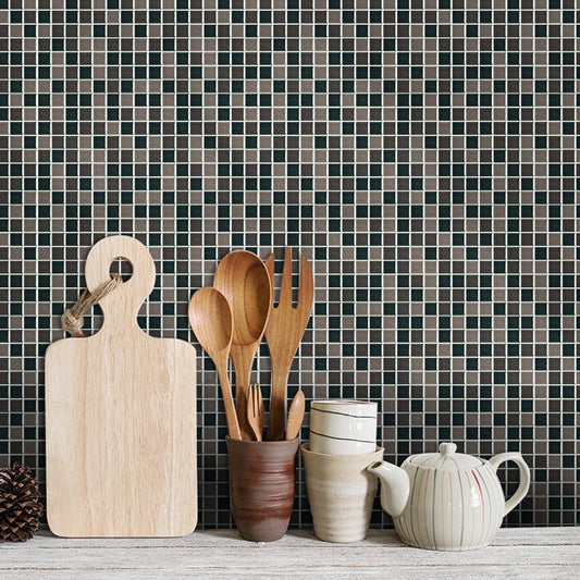 Black-Grey Modern Stick Wallpaper Panel 6' L x 6" W Mosaic Tile Effect Wall Decor for Kitchen Clearhalo 'Wall Decor' 'Wallpaper' 1440156