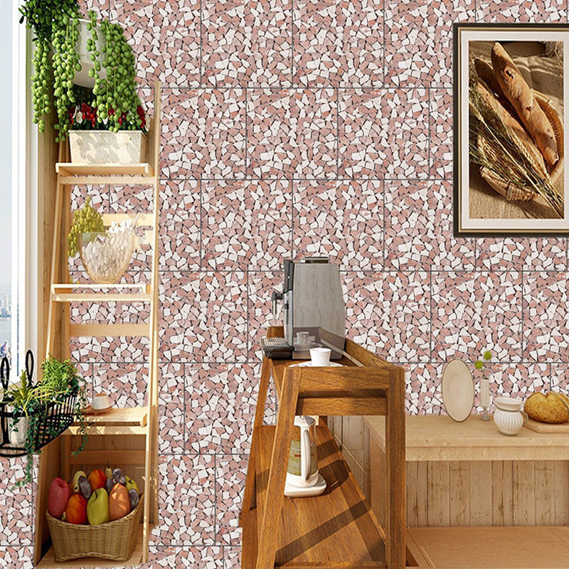 Red-White Rocks Wallpaper Panel Peel off Modern Style Kitchen Wall Decor, 11' L x 11" W Red-White Clearhalo 'Modern wall decor' 'Modern' 'Wallpaper' Wall Decor' 1440338