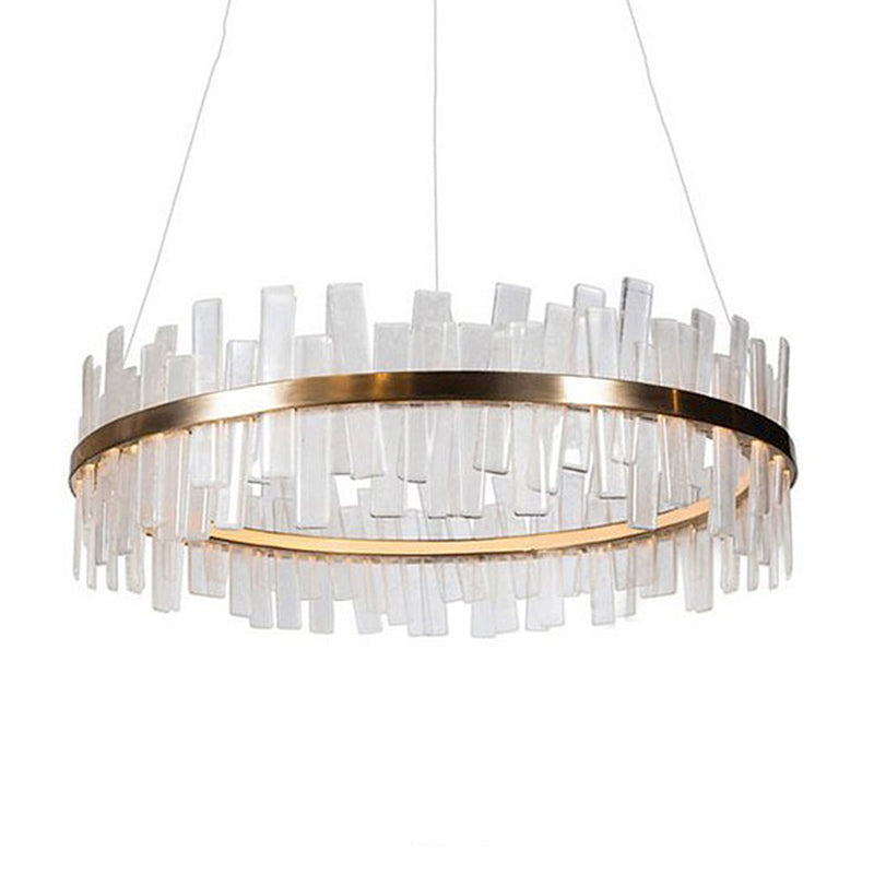 1/2 Lights Living Room Chandelier Lighting with Drum Crystal Shade Post Modern Gold LED Suspension Pendant Clearhalo 'Ceiling Lights' 'Chandeliers' 'Modern Chandeliers' 'Modern' Lighting' 144035