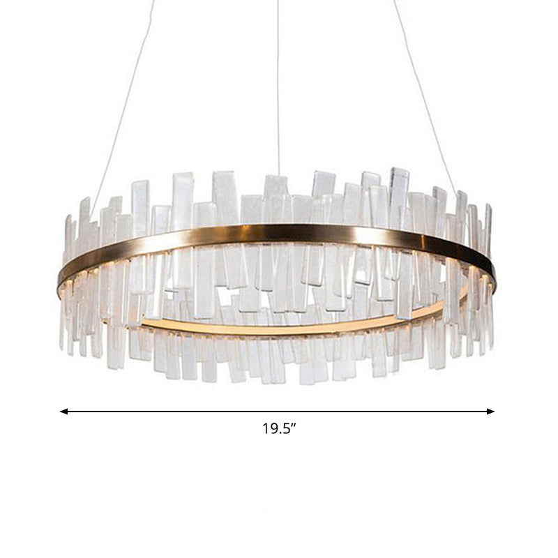 1/2 Lights Living Room Chandelier Lighting with Drum Crystal Shade Post Modern Gold LED Suspension Pendant Clearhalo 'Ceiling Lights' 'Chandeliers' 'Modern Chandeliers' 'Modern' Lighting' 144036