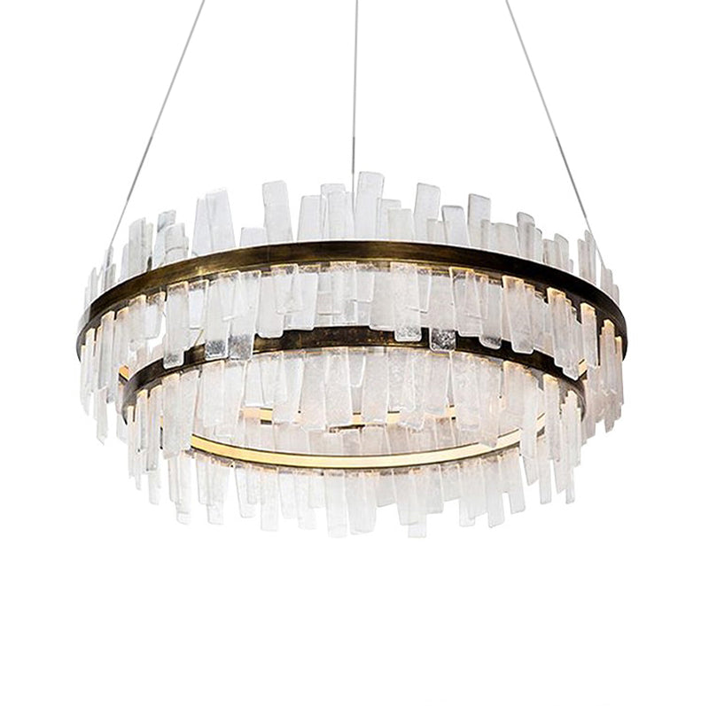 1/2 Lights Living Room Chandelier Lighting with Drum Crystal Shade Post Modern Gold LED Suspension Pendant Clearhalo 'Ceiling Lights' 'Chandeliers' 'Modern Chandeliers' 'Modern' Lighting' 144039