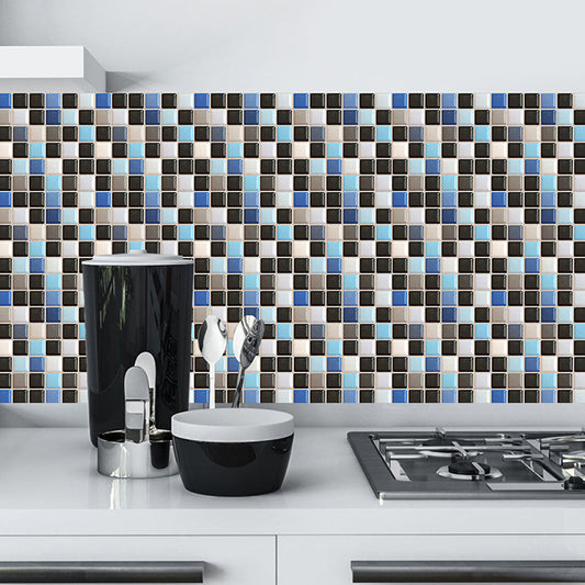 Adhesive Mosaic Tiles Wallpaper Panels in Blue-Black Contemporary Wall Covering for Kitchen Clearhalo 'Wall Decor' 'Wallpaper' 1440468