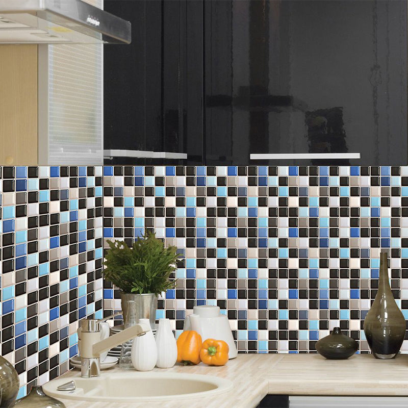 Adhesive Mosaic Tiles Wallpaper Panels in Blue-Black Contemporary Wall Covering for Kitchen Clearhalo 'Wall Decor' 'Wallpaper' 1440469