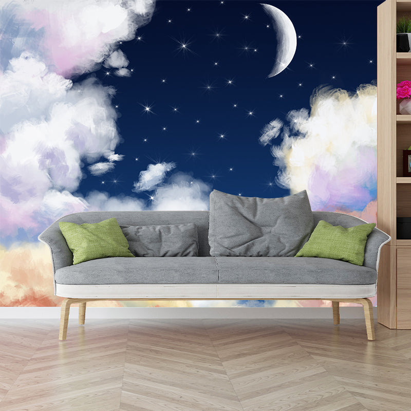 Underwater Scenery Mural Decal Dark Blue Kids Style Wall Covering for  Children Room - Clearhalo