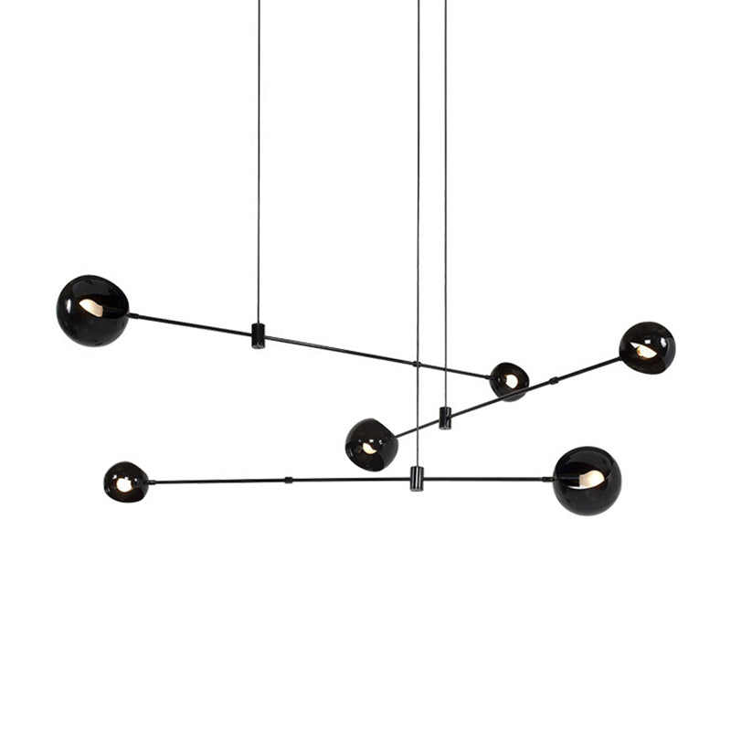 Contemporary Molecule Pendant Light Cast Iron 6 Heads Black Bedroom Chandelier Lighting Fixture Clearhalo 'Ceiling Lights' 'Chandeliers' 'Modern Chandeliers' 'Modern' Lighting' 144130