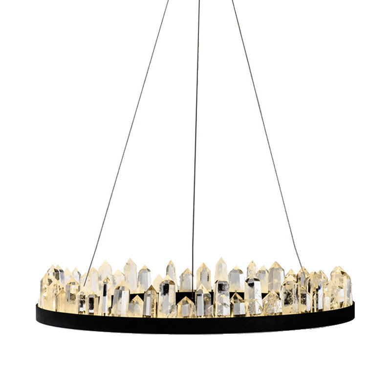 Crystal Ring Pendant Chandelier Contemporary LED Black Hanging Ceiling Light in Warm/White Light for Living Room Clearhalo 'Ceiling Lights' 'Chandeliers' 'Modern Chandeliers' 'Modern' Lighting' 144256