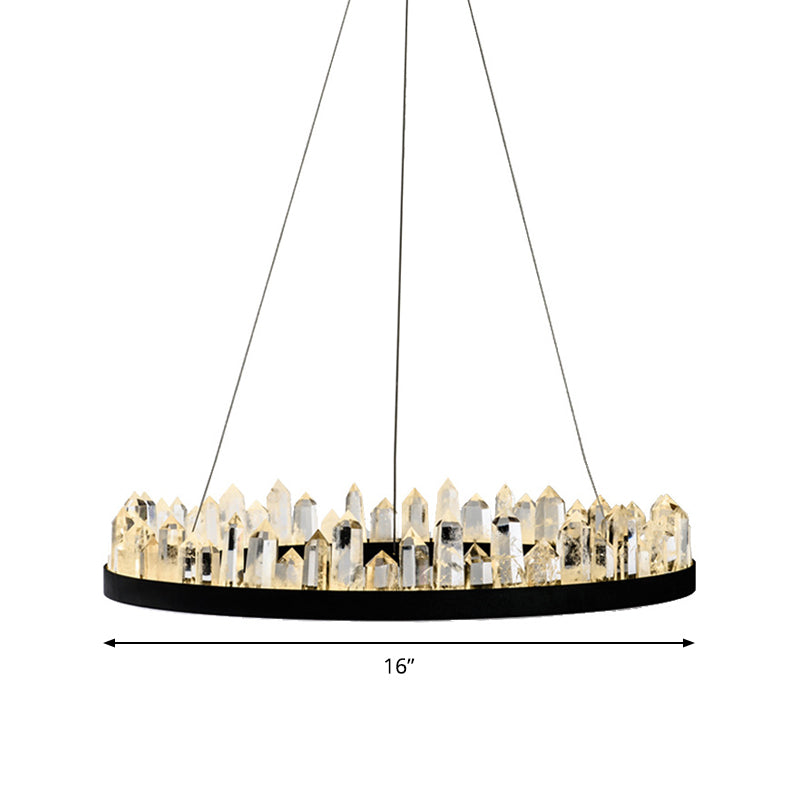 Crystal Ring Pendant Chandelier Contemporary LED Black Hanging Ceiling Light in Warm/White Light for Living Room Clearhalo 'Ceiling Lights' 'Chandeliers' 'Modern Chandeliers' 'Modern' Lighting' 144257