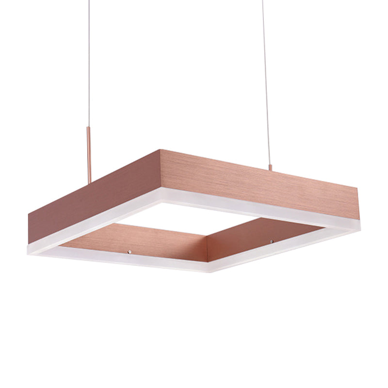 1/2/3-Light Bedroom Chandelier with Square Acrylic Shade Rose Gold Ceiling Pendant in Warm/White/Natural Light Clearhalo 'Ceiling Lights' 'Chandeliers' 'Modern Chandeliers' 'Modern' Lighting' 144261