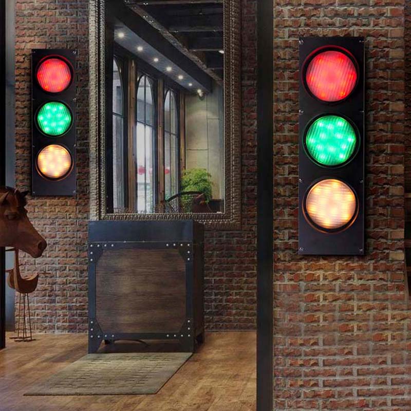 Creative Traffic Light Wall Mount Light 3 Lights Industrial LED Wall Lighting in Black for Bar Black Flushmount Clearhalo 'Wall Lamps & Sconces' 'Wall Lights' Lighting' 144296