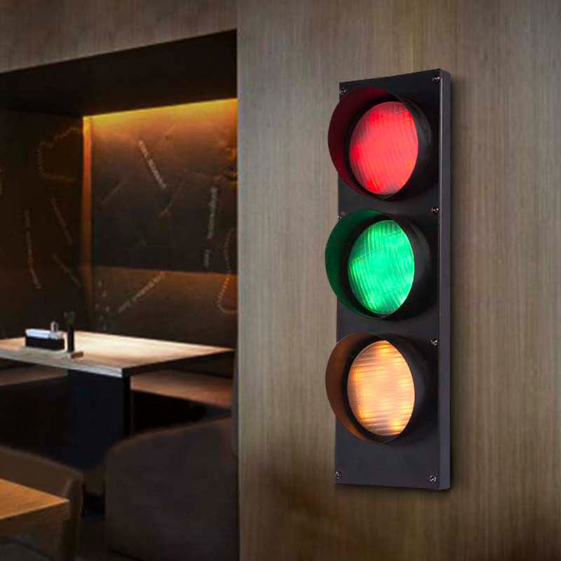 Creative Traffic Light Wall Mount Light 3 Lights Industrial LED Wall Lighting in Black for Bar Clearhalo 'Wall Lamps & Sconces' 'Wall Lights' Lighting' 144297