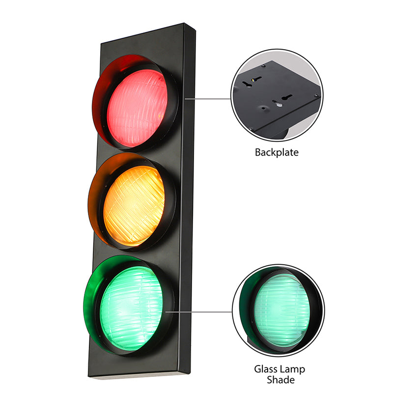 Creative Traffic Light Wall Mount Light 3 Lights Industrial LED Wall Lighting in Black for Bar Clearhalo 'Wall Lamps & Sconces' 'Wall Lights' Lighting' 144301