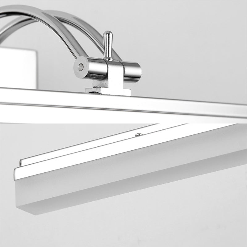 LED Bathroom Vanity Lighting with Linear Acrylic Shade Silver Wall Light Sconce in Warm/White Light, 19"/23" Width Clearhalo 'Cast Iron' 'Glass' 'Industrial' 'Modern wall lights' 'Modern' 'Tiffany' 'Traditional wall lights' 'Vanity Lights' 'Wall Lights' Lighting' 144360