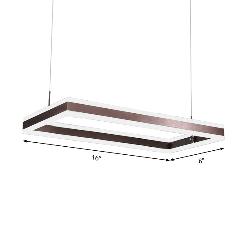 Brown Rectangular LED Chandelier Contemporary 1/2/3-Light Acrylic Ceiling Pendant in Warm/White Light Clearhalo 'Ceiling Lights' 'Chandeliers' 'Modern Chandeliers' 'Modern' Lighting' 144381