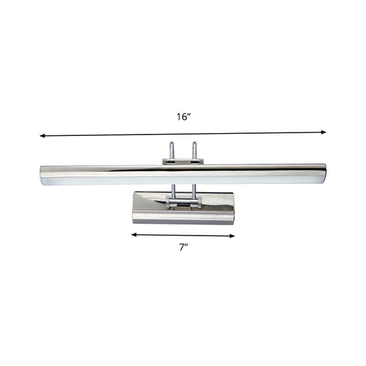 16"/22" W Rectangle Vanity Mirror Light Modern Style Aluminum LED Bathroom Silver Vanity Lighting in White/Warm Light Clearhalo 'Cast Iron' 'Glass' 'Industrial' 'Modern wall lights' 'Modern' 'Tiffany' 'Traditional wall lights' 'Vanity Lights' 'Wall Lights' Lighting' 144402