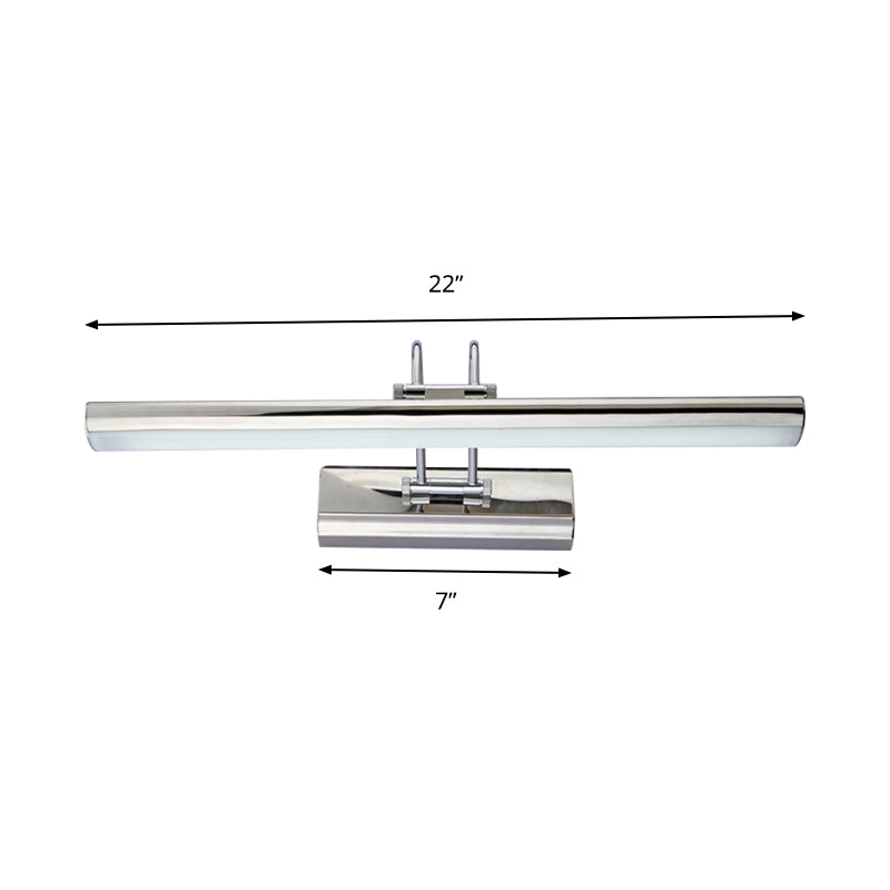 16"/22" W Rectangle Vanity Mirror Light Modern Style Aluminum LED Bathroom Silver Vanity Lighting in White/Warm Light Clearhalo 'Cast Iron' 'Glass' 'Industrial' 'Modern wall lights' 'Modern' 'Tiffany' 'Traditional wall lights' 'Vanity Lights' 'Wall Lights' Lighting' 144403