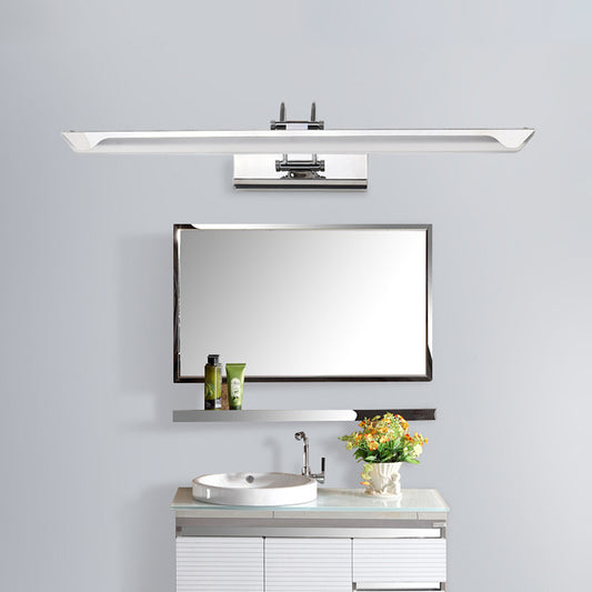 17"/23" Wide Ultra-Thin Vanity Light Simple Style Metal LED Nickel Finish Wall Lamp in Warm/White Light for Bathroom Nickel White Clearhalo 'Cast Iron' 'Glass' 'Industrial' 'Modern wall lights' 'Modern' 'Tiffany' 'Traditional wall lights' 'Vanity Lights' 'Wall Lights' Lighting' 144482