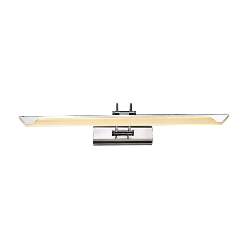 17"/23" Wide Ultra-Thin Vanity Light Simple Style Metal LED Nickel Finish Wall Lamp in Warm/White Light for Bathroom Clearhalo 'Cast Iron' 'Glass' 'Industrial' 'Modern wall lights' 'Modern' 'Tiffany' 'Traditional wall lights' 'Vanity Lights' 'Wall Lights' Lighting' 144483