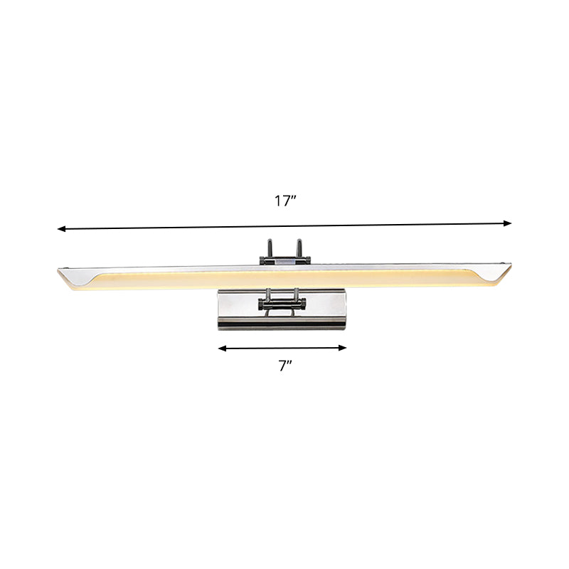 17"/23" Wide Ultra-Thin Vanity Light Simple Style Metal LED Nickel Finish Wall Lamp in Warm/White Light for Bathroom Clearhalo 'Cast Iron' 'Glass' 'Industrial' 'Modern wall lights' 'Modern' 'Tiffany' 'Traditional wall lights' 'Vanity Lights' 'Wall Lights' Lighting' 144484