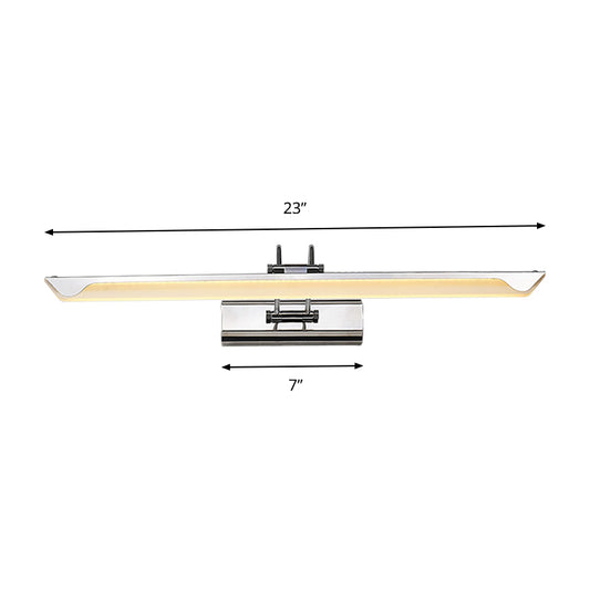 17"/23" Wide Ultra-Thin Vanity Light Simple Style Metal LED Nickel Finish Wall Lamp in Warm/White Light for Bathroom Clearhalo 'Cast Iron' 'Glass' 'Industrial' 'Modern wall lights' 'Modern' 'Tiffany' 'Traditional wall lights' 'Vanity Lights' 'Wall Lights' Lighting' 144485