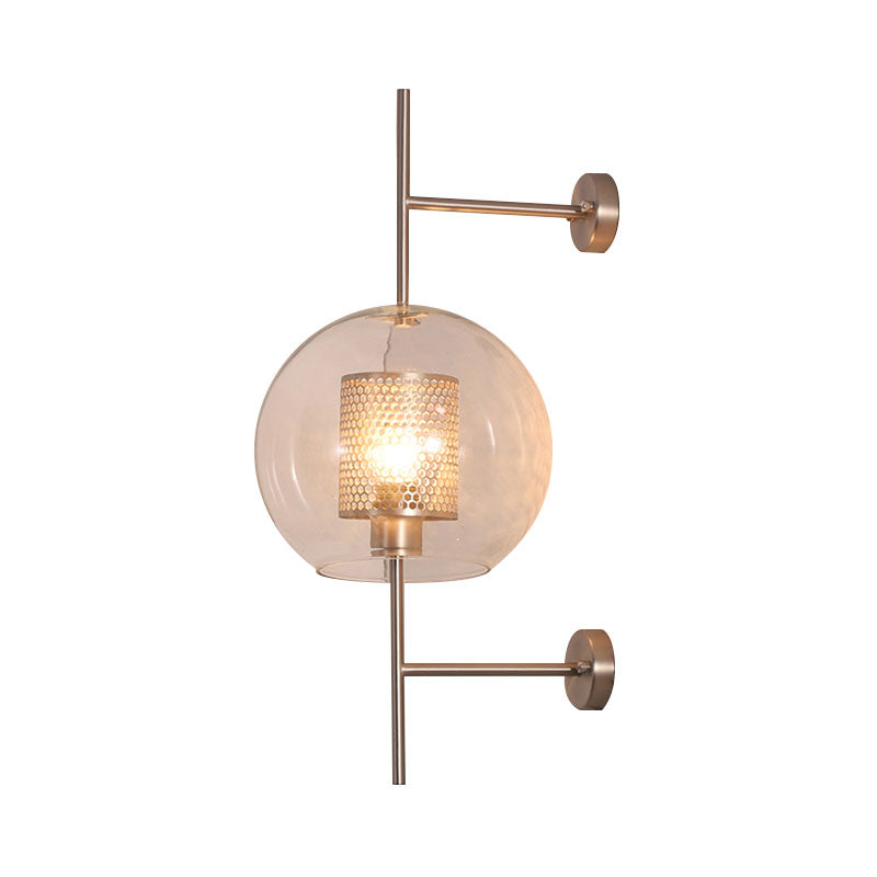 Global Clear Glass Sconce Light Vintage 1 Light 8"/9.5" Wide Silver/Gold Wall Mount Light Fixture Clearhalo 'Cast Iron' 'Glass' 'Industrial' 'Modern wall lights' 'Modern' 'Tiffany' 'Traditional wall lights' 'Wall Lamps & Sconces' 'Wall Lights' Lighting' 144589