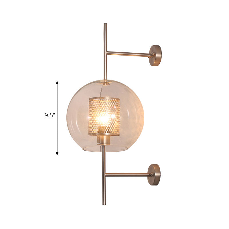 Global Clear Glass Sconce Light Vintage 1 Light 8"/9.5" Wide Silver/Gold Wall Mount Light Fixture Clearhalo 'Cast Iron' 'Glass' 'Industrial' 'Modern wall lights' 'Modern' 'Tiffany' 'Traditional wall lights' 'Wall Lamps & Sconces' 'Wall Lights' Lighting' 144590