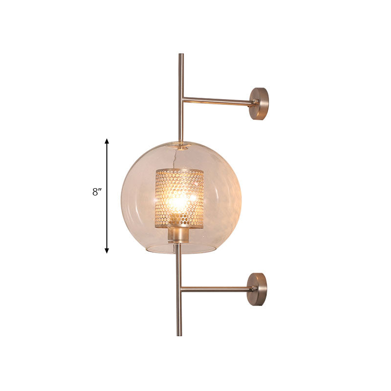 Global Clear Glass Sconce Light Vintage 1 Light 8"/9.5" Wide Silver/Gold Wall Mount Light Fixture Clearhalo 'Cast Iron' 'Glass' 'Industrial' 'Modern wall lights' 'Modern' 'Tiffany' 'Traditional wall lights' 'Wall Lamps & Sconces' 'Wall Lights' Lighting' 144591