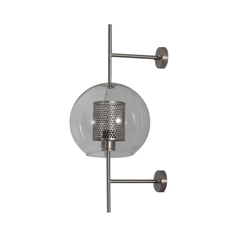 Global Clear Glass Sconce Light Vintage 1 Light 8"/9.5" Wide Silver/Gold Wall Mount Light Fixture Clearhalo 'Cast Iron' 'Glass' 'Industrial' 'Modern wall lights' 'Modern' 'Tiffany' 'Traditional wall lights' 'Wall Lamps & Sconces' 'Wall Lights' Lighting' 144593