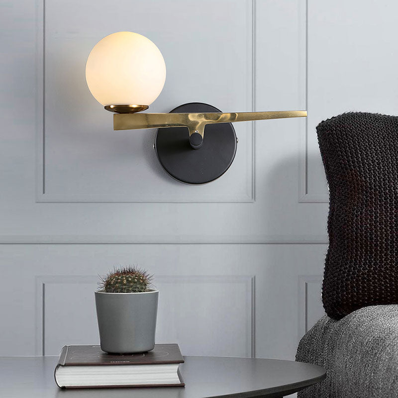 White Glass Sphere Wall Lighting Modern 1 Light Gold Led Wall Mounted Light Fixture Clearhalo 'Cast Iron' 'Glass' 'Industrial' 'Modern wall lights' 'Modern' 'Tiffany' 'Traditional wall lights' 'Wall Lamps & Sconces' 'Wall Lights' Lighting' 144624