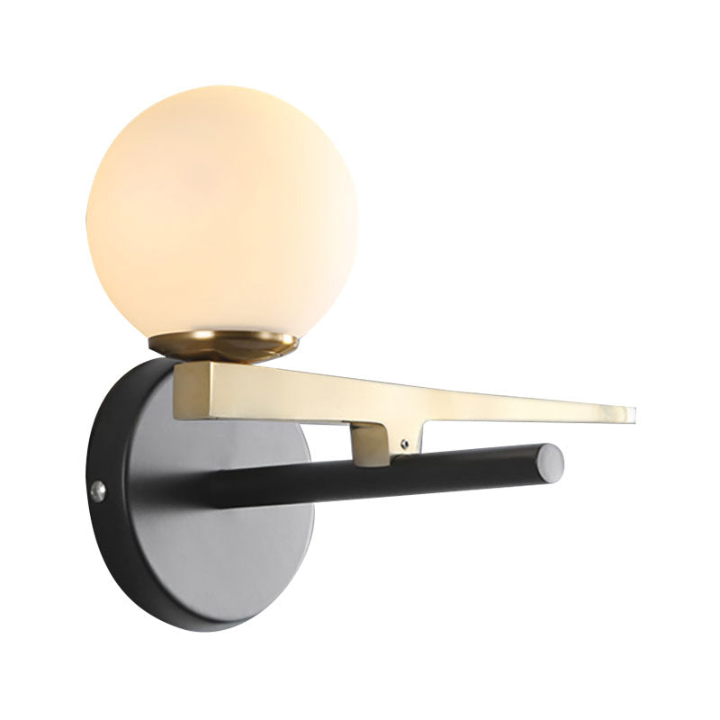 White Glass Sphere Wall Lighting Modern 1 Light Gold Led Wall Mounted Light Fixture Clearhalo 'Cast Iron' 'Glass' 'Industrial' 'Modern wall lights' 'Modern' 'Tiffany' 'Traditional wall lights' 'Wall Lamps & Sconces' 'Wall Lights' Lighting' 144625