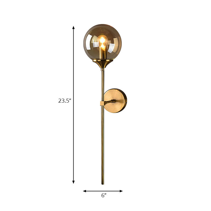 Clear/Smoke/Amber Glass Round Sconce Lamp Modernist 1 Light Wall Mounted Light in Gold for Living Room Clearhalo 'Cast Iron' 'Glass' 'Industrial' 'Modern wall lights' 'Modern' 'Tiffany' 'Traditional wall lights' 'Wall Lamps & Sconces' 'Wall Lights' Lighting' 144636