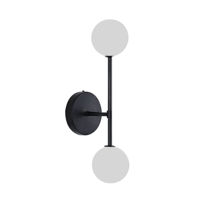 Black/Gold Ball Sconce Light Contemporary 2 Lights Opal Glass Led Flush Mount Wall Sconce Clearhalo 'Cast Iron' 'Glass' 'Industrial' 'Modern wall lights' 'Modern' 'Tiffany' 'Traditional wall lights' 'Wall Lamps & Sconces' 'Wall Lights' Lighting' 144644