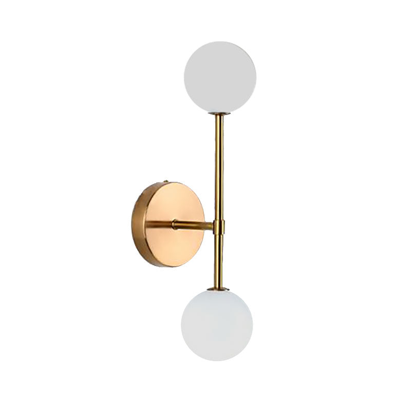 Black/Gold Ball Sconce Light Contemporary 2 Lights Opal Glass Led Flush Mount Wall Sconce Clearhalo 'Cast Iron' 'Glass' 'Industrial' 'Modern wall lights' 'Modern' 'Tiffany' 'Traditional wall lights' 'Wall Lamps & Sconces' 'Wall Lights' Lighting' 144647