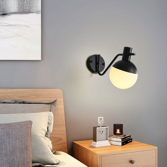 1 Light Living Room Sconce Light with Global Milk Glass Shade Modern Gold Wall Mount Light Clearhalo 'Cast Iron' 'Glass' 'Industrial' 'Modern wall lights' 'Modern' 'Tiffany' 'Traditional wall lights' 'Wall Lamps & Sconces' 'Wall Lights' Lighting' 144650
