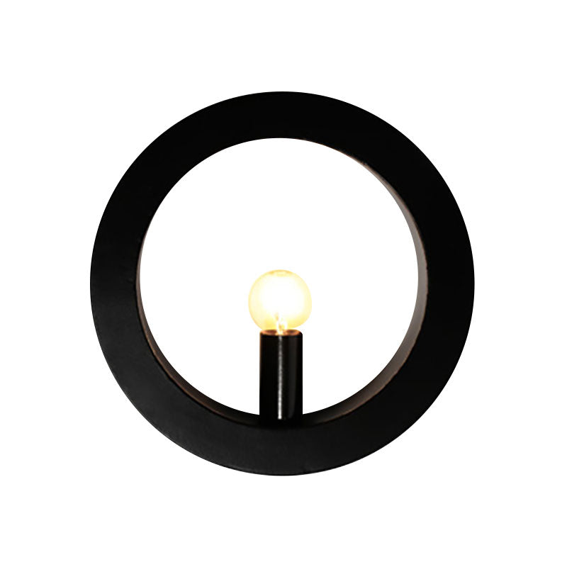 Black/White Circle Wall Light Fixture 1 Light Simple Metallic Wall Lamp for Bedroom Hallway Clearhalo 'Cast Iron' 'Glass' 'Industrial' 'Modern wall lights' 'Modern' 'Tiffany' 'Traditional wall lights' 'Wall Lamps & Sconces' 'Wall Lights' Lighting' 144679