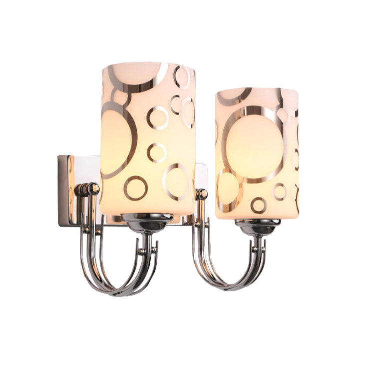 Glass Cylinder Shade Wall Sconce 1/2-Lights Modern Wall Lamp in Chrome Finish for Bedside Clearhalo 'Cast Iron' 'Glass' 'Industrial' 'Modern wall lights' 'Modern' 'Tiffany' 'Traditional wall lights' 'Wall Lamps & Sconces' 'Wall Lights' Lighting' 144730