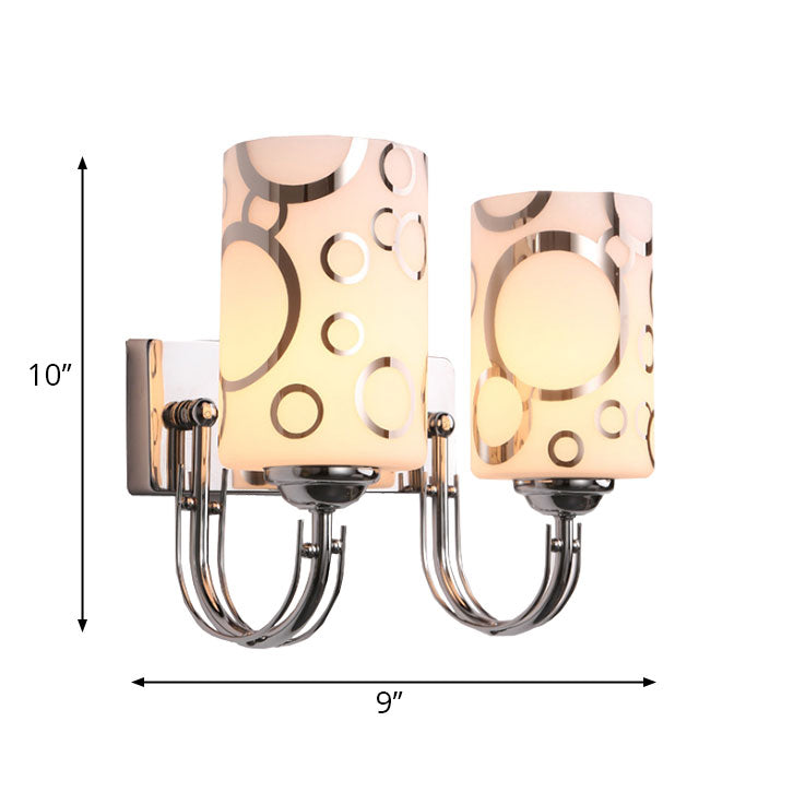 Glass Cylinder Shade Wall Sconce 1/2-Lights Modern Wall Lamp in Chrome Finish for Bedside Clearhalo 'Cast Iron' 'Glass' 'Industrial' 'Modern wall lights' 'Modern' 'Tiffany' 'Traditional wall lights' 'Wall Lamps & Sconces' 'Wall Lights' Lighting' 144731