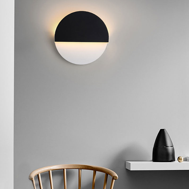 Semicircle Acrylic Wall Lamp Simplicity LED Black and White Rotatable Wall Light Fixture Clearhalo 'Cast Iron' 'Glass' 'Industrial' 'Modern wall lights' 'Modern' 'Tiffany' 'Traditional wall lights' 'Wall Lamps & Sconces' 'Wall Lights' Lighting' 144837
