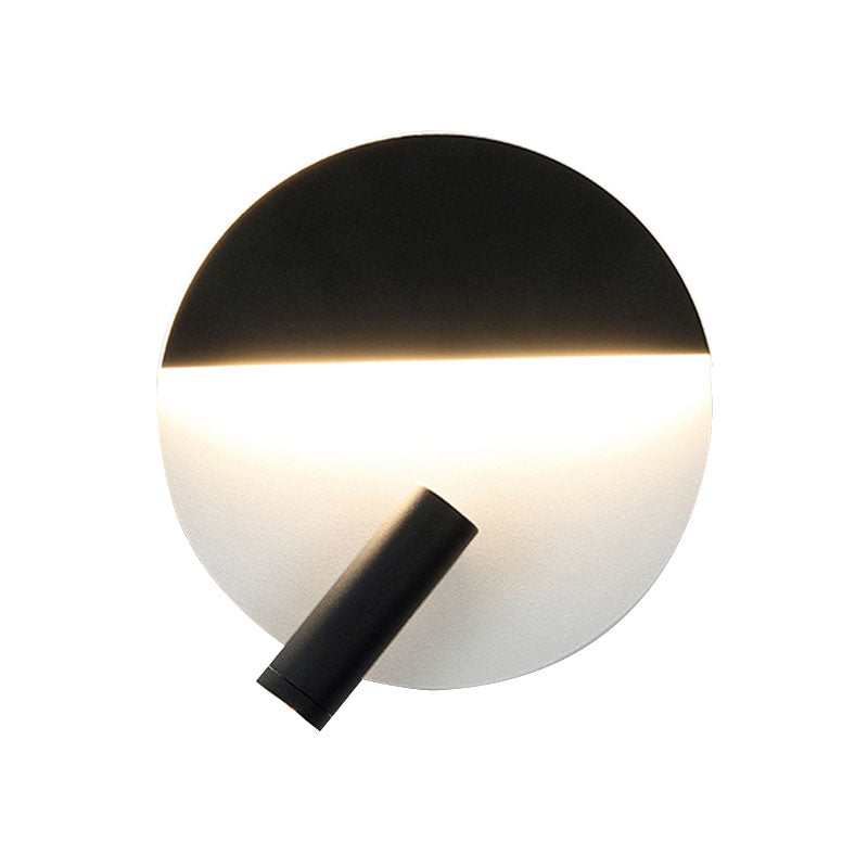 Black/White Round Wall Lamp LED Modern Simple Metallic Wall Light with Spotlight Clearhalo 'Cast Iron' 'Glass' 'Industrial' 'Modern wall lights' 'Modern' 'Tiffany' 'Traditional wall lights' 'Wall Lamps & Sconces' 'Wall Lights' Lighting' 144882