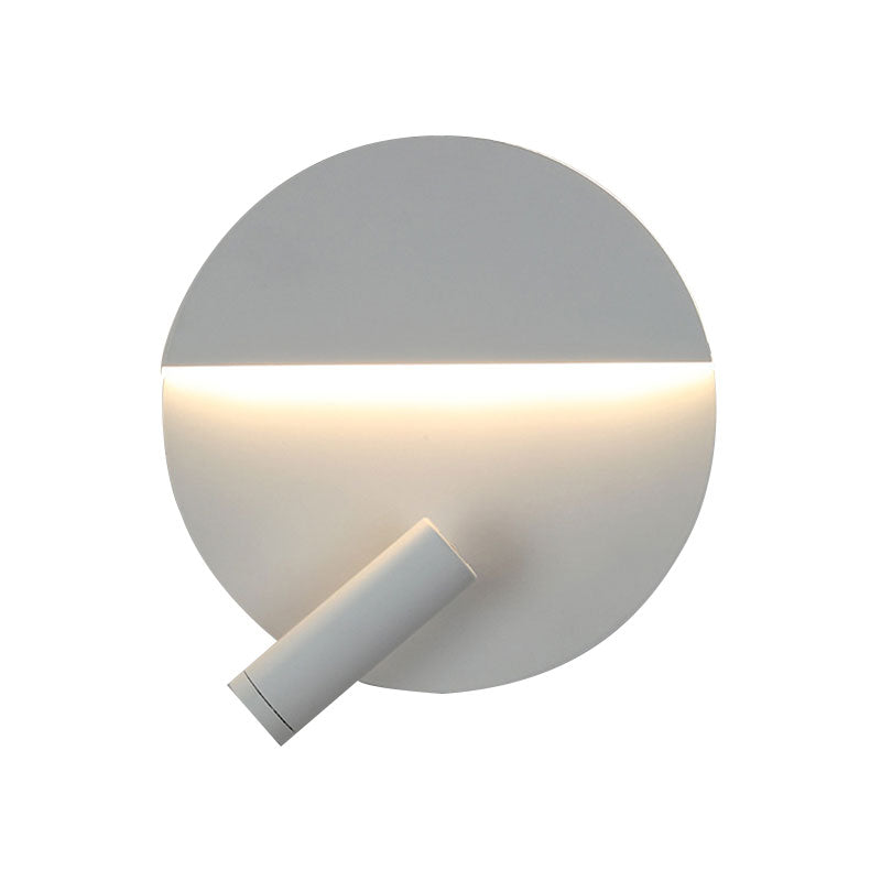 Black/White Round Wall Lamp LED Modern Simple Metallic Wall Light with Spotlight Clearhalo 'Cast Iron' 'Glass' 'Industrial' 'Modern wall lights' 'Modern' 'Tiffany' 'Traditional wall lights' 'Wall Lamps & Sconces' 'Wall Lights' Lighting' 144886