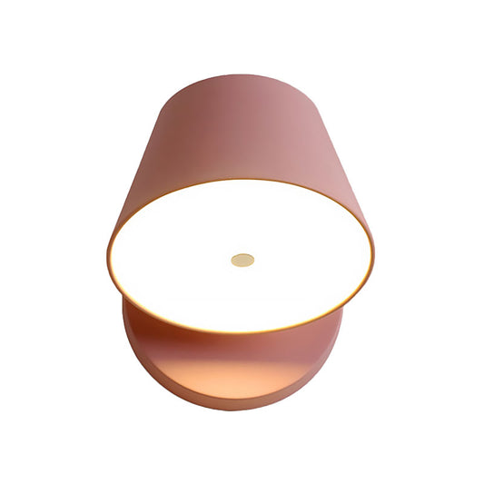 Pink/Yellow/Black Cone Wall Sconce Macaron 1 Light Metal Sconce Light Fixture in White/Warm Light Pink Clearhalo 'Modern wall lights' 'Modern' 'Wall Lamps & Sconces' 'Wall Lights' Lighting' 144895