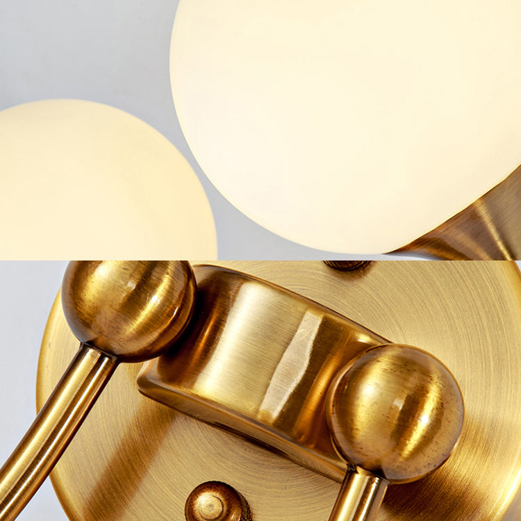 Elegant Stylish Ball Shade Wall Light 1/2 Lights Milk Glass Wall Sconce in Gold for Mirror Living Room Clearhalo 'Cast Iron' 'Glass' 'Industrial' 'Modern wall lights' 'Modern' 'Tiffany' 'Traditional wall lights' 'Wall Lamps & Sconces' 'Wall Lights' Lighting' 144952