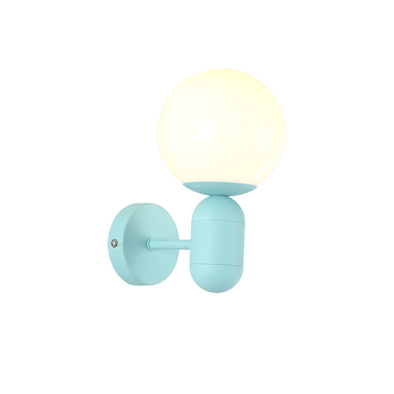 1 Light Orb Shade Wall Light with Capsule Macaron Loft Metallic Wall Lamp for Balcony Kitchen Clearhalo 'Cast Iron' 'Glass' 'Industrial' 'Modern wall lights' 'Modern' 'Tiffany' 'Traditional wall lights' 'Wall Lamps & Sconces' 'Wall Lights' Lighting' 144963