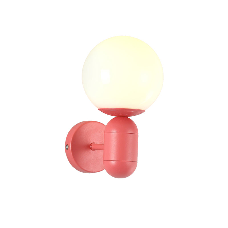 1 Light Orb Shade Wall Light with Capsule Macaron Loft Metallic Wall Lamp for Balcony Kitchen Clearhalo 'Cast Iron' 'Glass' 'Industrial' 'Modern wall lights' 'Modern' 'Tiffany' 'Traditional wall lights' 'Wall Lamps & Sconces' 'Wall Lights' Lighting' 144965