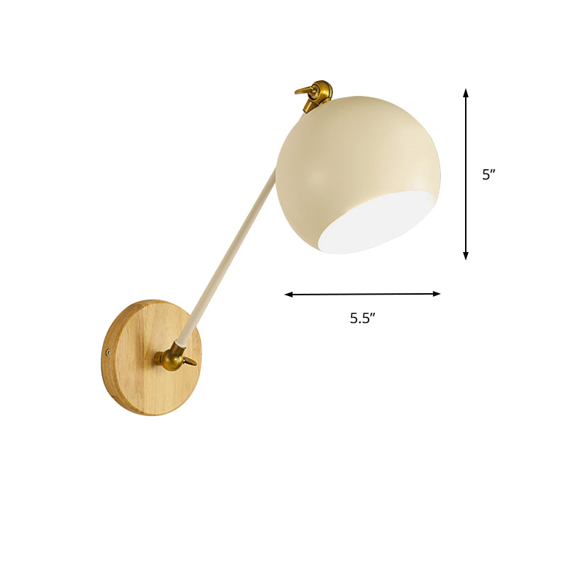 Nordic Spherical Shade Wall Light Angle Adjustable 1 Bulb Metallic Wall Lamp for Boutique Clearhalo 'Cast Iron' 'Glass' 'Industrial' 'Modern wall lights' 'Modern' 'Tiffany' 'Traditional wall lights' 'Wall Lamps & Sconces' 'Wall Lights' Lighting' 144976